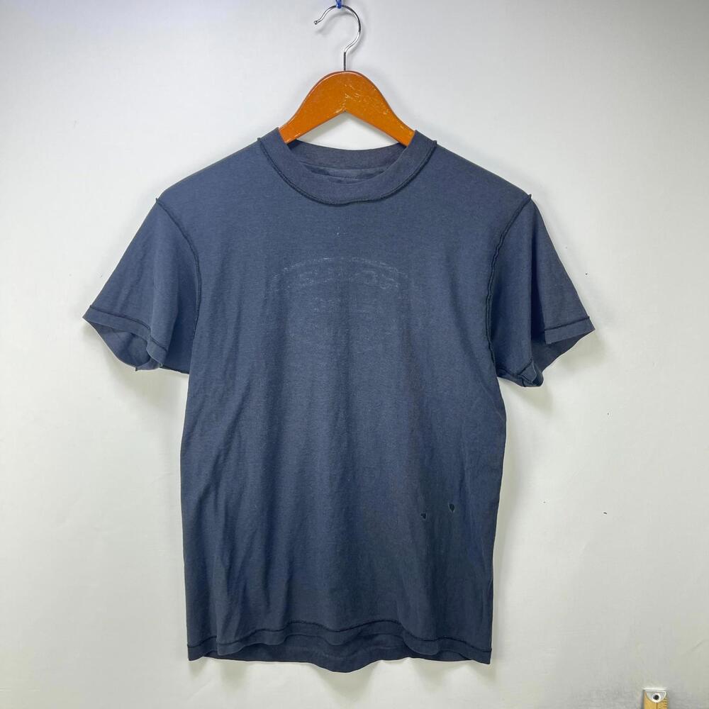 Vintage 80s Faded Blank Black Hanes Shirt Large Inside Out